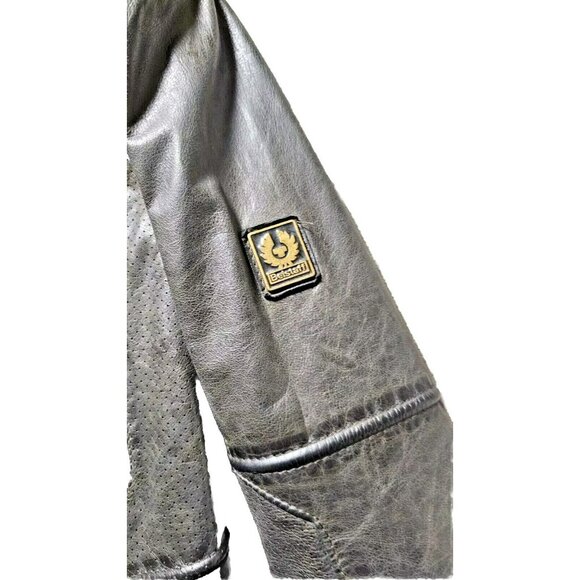 Belstaff Leather Jacket Men LG RARE Italy Racer Biker Motorcycle Pilot Top Gun - Picture 5 of 16